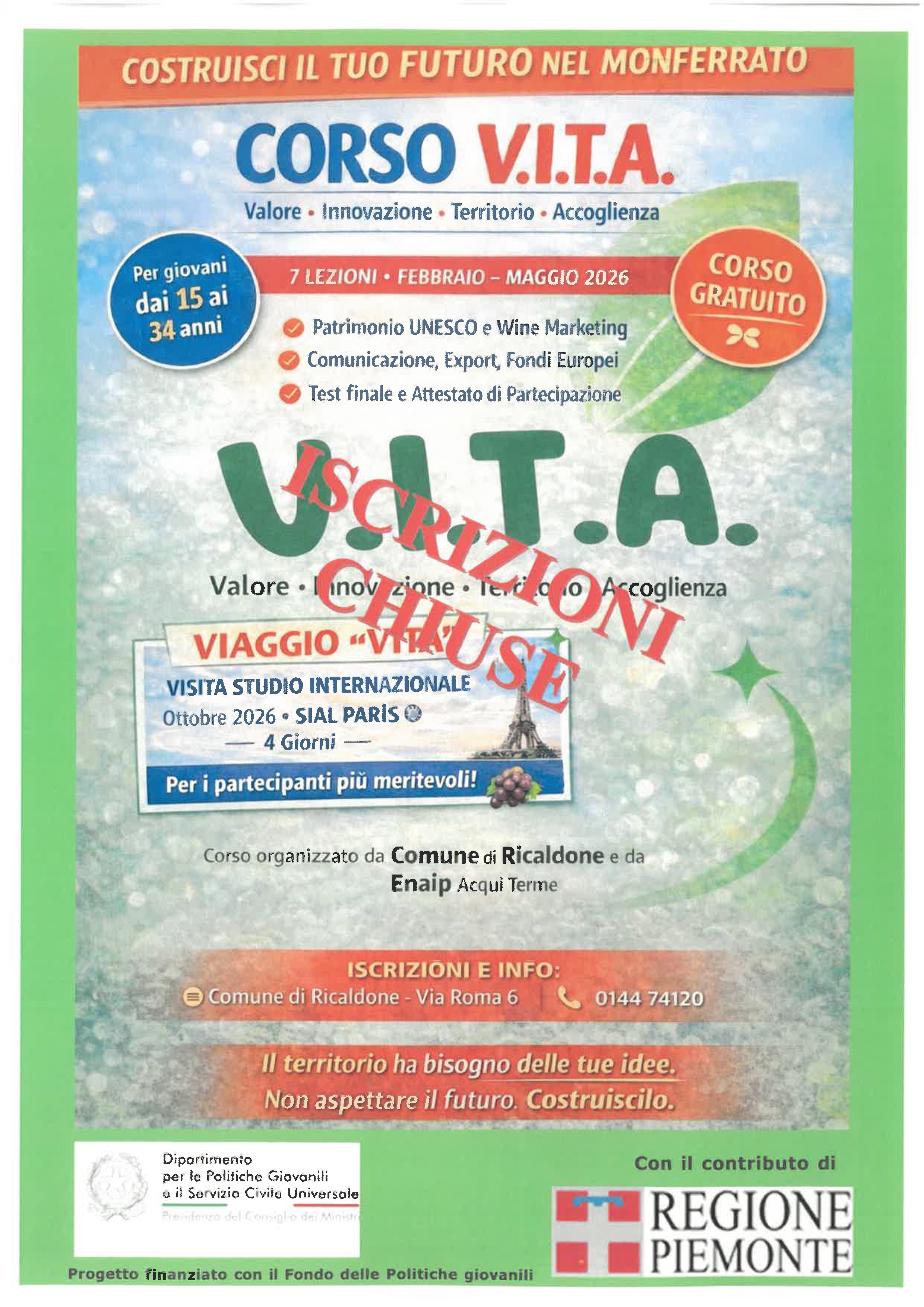 Corso V.I.T.A. Valore, Innovazione, Territorio, Accoglienza